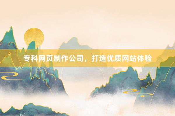 专科网页制作公司，打造优质网站体验